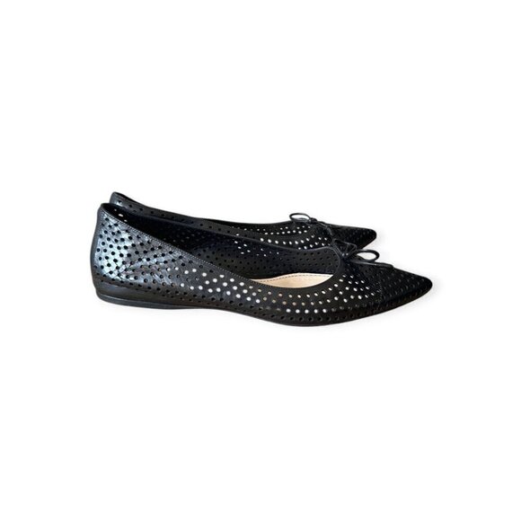 Prada Pointed Toe Flats, Black Perforated Leather, Size 39 EU, dust bag/box - Picture 6 of 15